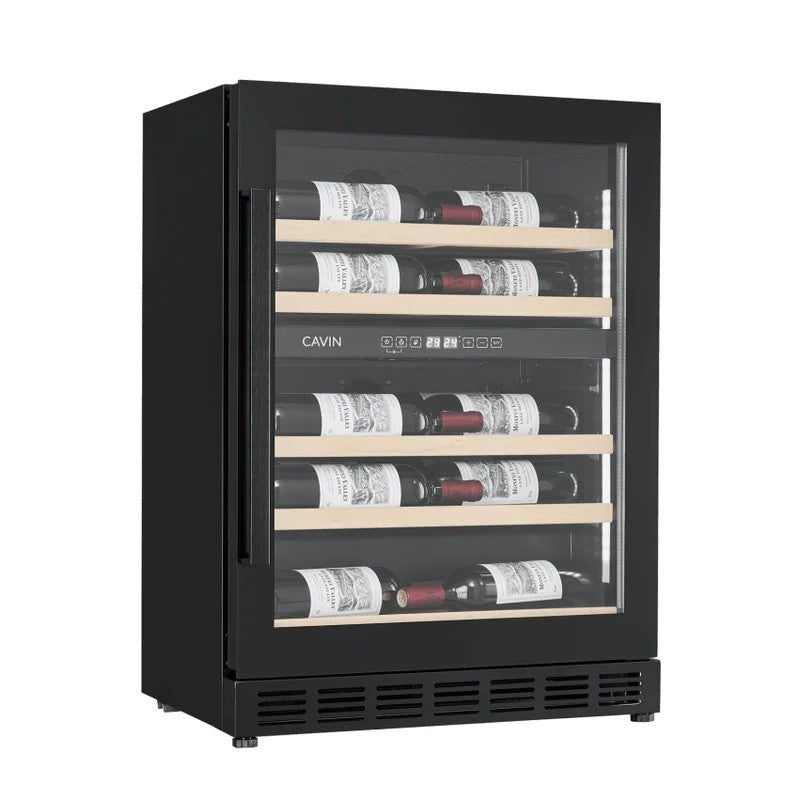 Cavin–600mm–UndercounterWineFridge–ArcticCollection60DShallowFullglassBlack