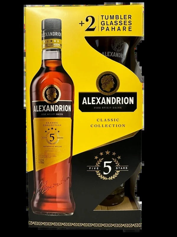 Alexandrion5StarsClassicCollectionBrandywithtwobrandedglasses700ml
