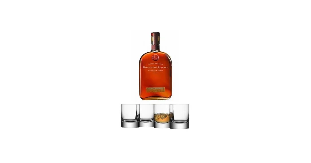 WoodfordReserveWhiskey70cl&LSABarTumblerGlasses(Setof4)