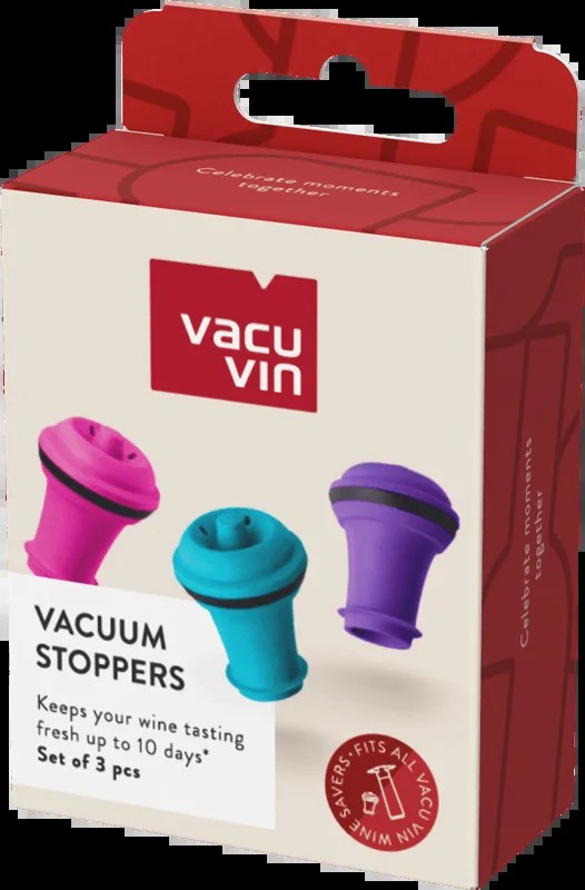 VacuVinWineStopperPink/Blue/Purple3piece