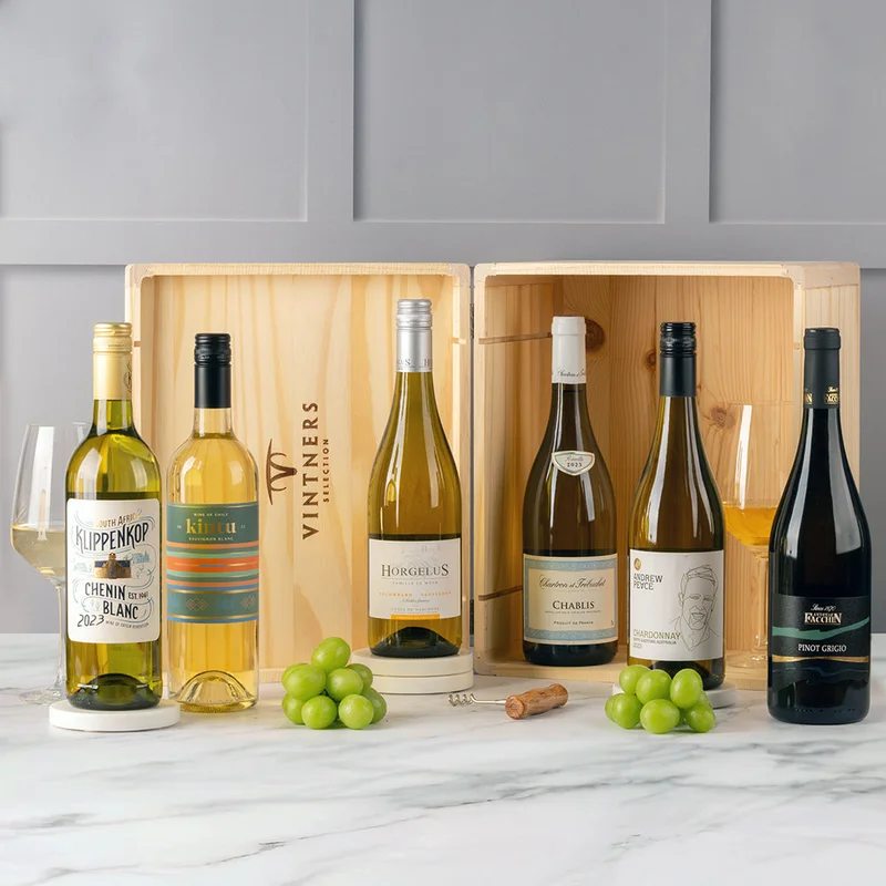 WhiteSixBottleinaWoodCase