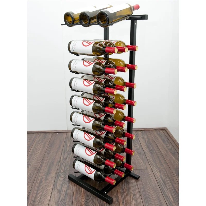 VintageViewFreeStanding27BottleWineRack+DisplayShelf–Black3ft