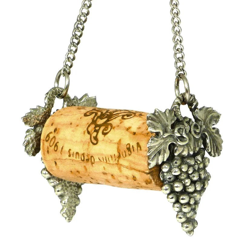 WineBottleCorkSpike/Holder–Pewter–Grapes