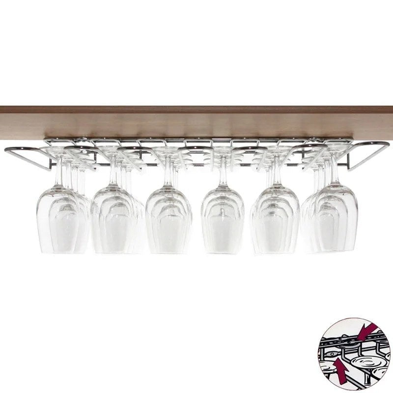 ChromePlatedSteelWineGlassHangingRack–DualFix(WallandShelf)