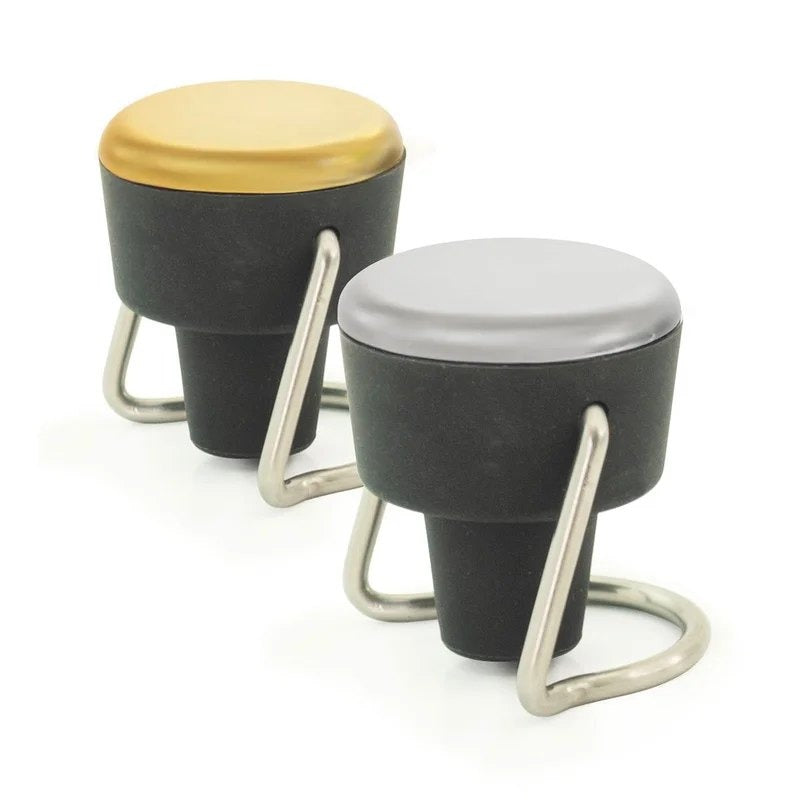 PulltexClipChampagne&SparklingWineBottleStopper–Black/Gold–Setof2