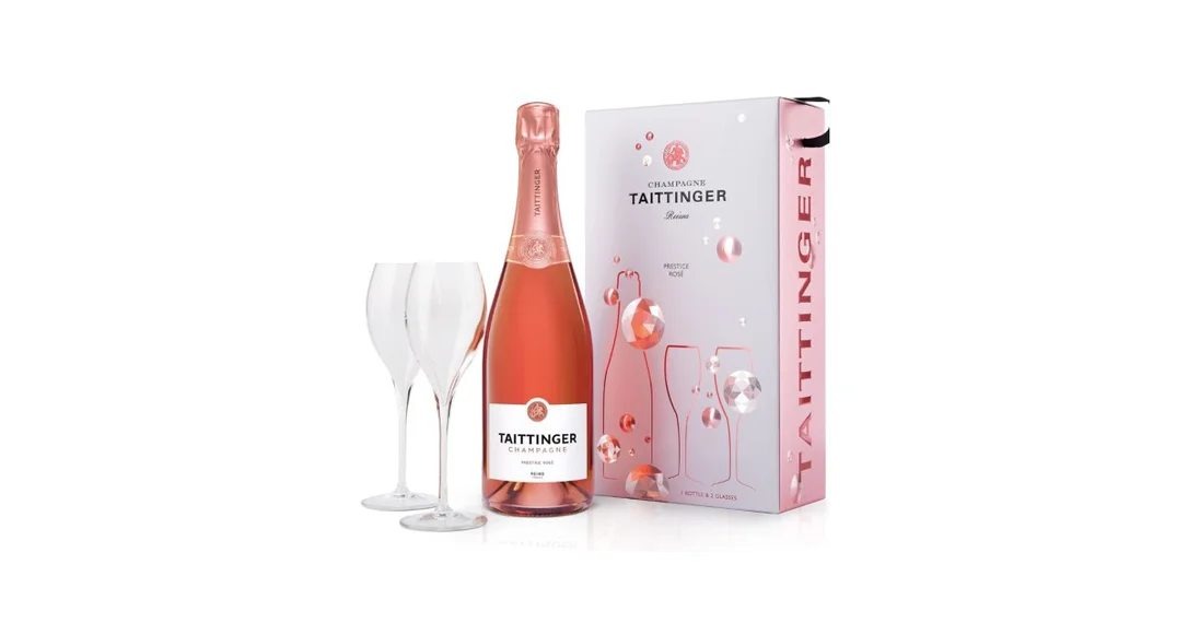 TaittingerPrestigeRoseChampagne&2FluteGiftSet75cl