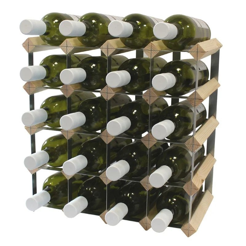 FullyAssembledWoodenWineRack–NaturalPine&GalvanisedSteel20Bottle4x4