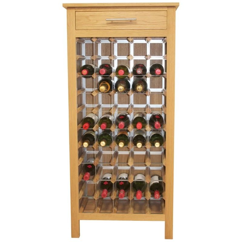 50BottleContemporaryWoodenOakWineCabinet/RackwithLegs