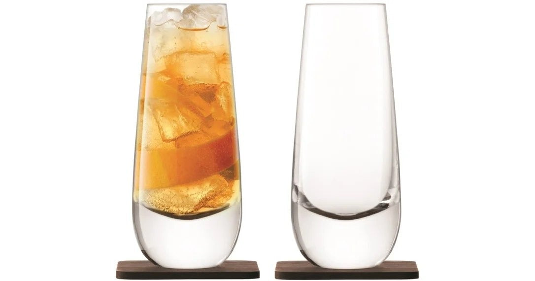 LSAWhiskyIslayMixerGlassSetWithWalnutCoasters325ml