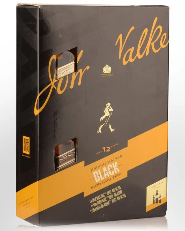 JohnnieWalkerBlackLabel12YearOldBlendedScotchWhisky(700ml)–PlusGoldLabelReserveandDoubleBlackMiniatures