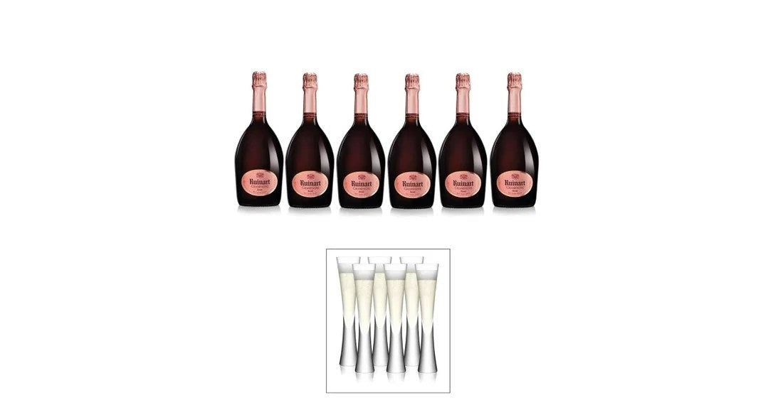 RuinartRoséChampagneCaseDeal&Setof6Glasses