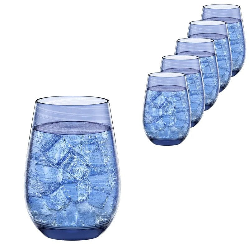 StolzleTwisterSmokeyBlueWater/MixerTumblerGlass465ml–Setof6