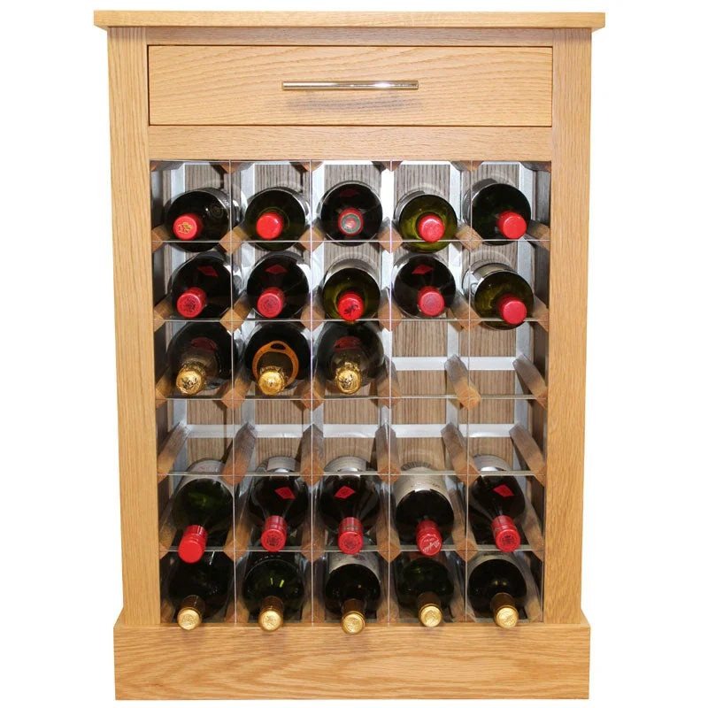 30BottleContemporaryWoodenOakWineCabinet/RackwithPlinth