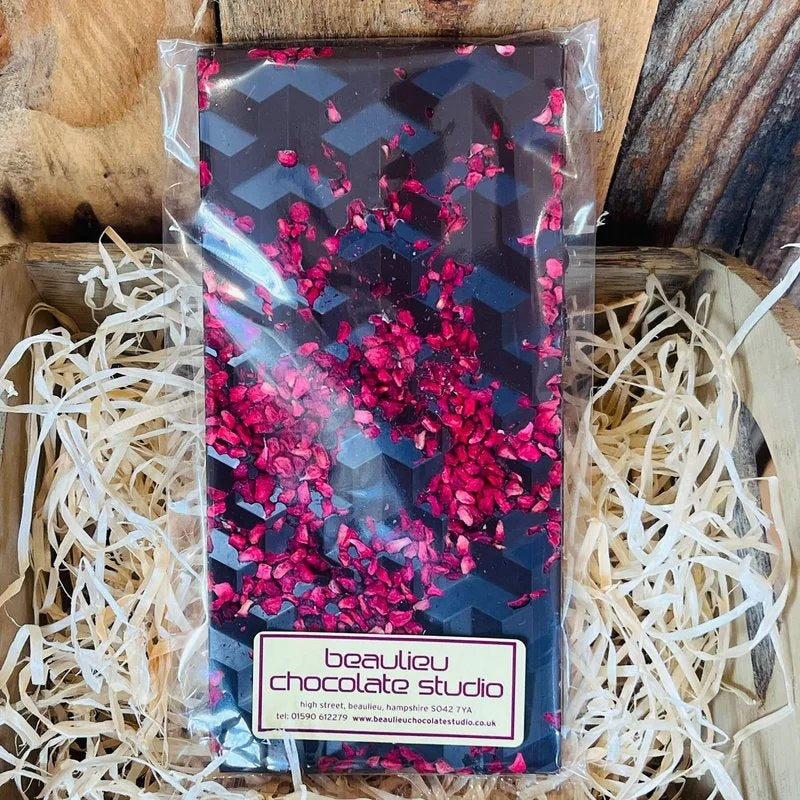 BeaulieuChocolateStudioHandmadeDarkChocolateRaspberryBar80g