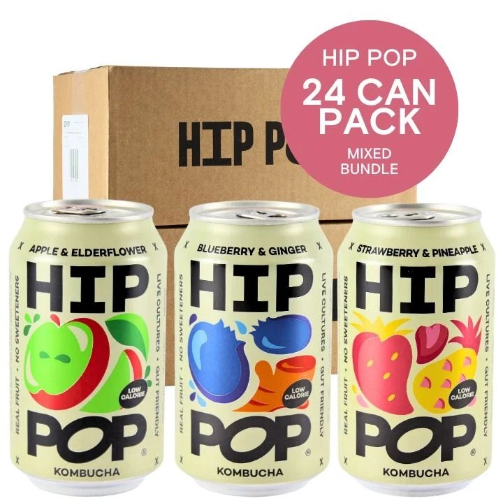 HipPopMixedBundle,Apple/Blueberry/Strawberry/GingerKombucha24x330mlPack