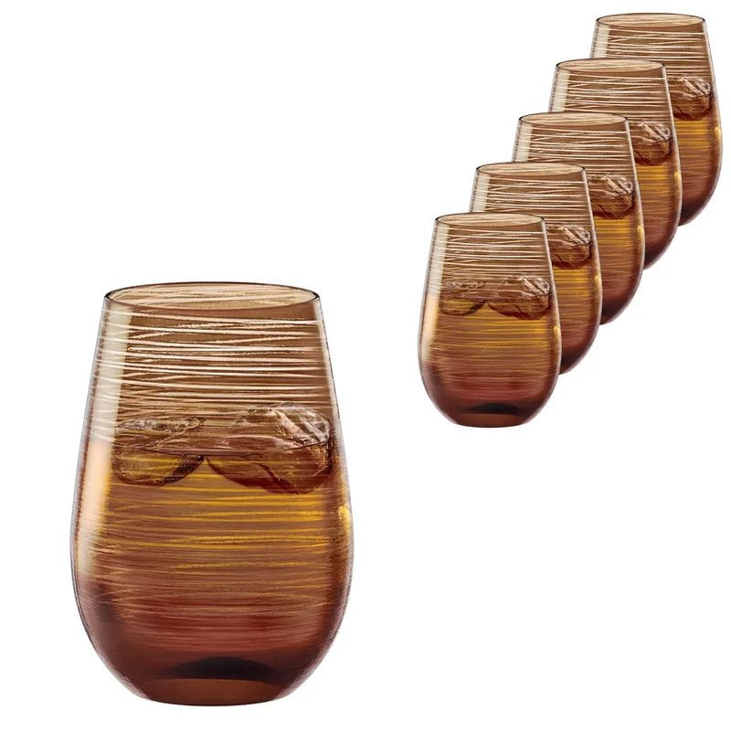 StolzleTwisterBrownWater/MixerTumblerGlass465ml–Setof6