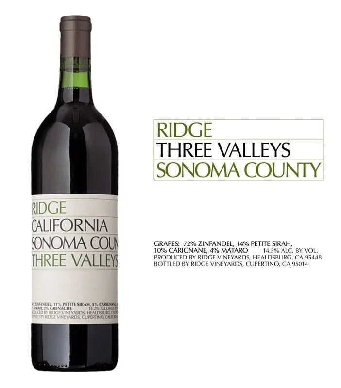 DAMAGEDLABEL:RidgeThreeValleysSonomaRedWine2020(750ml)