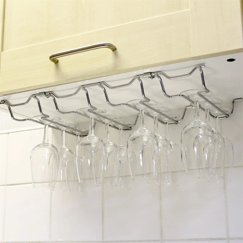 ChromePlatedSteelWineGlassHangingRack–4Columns