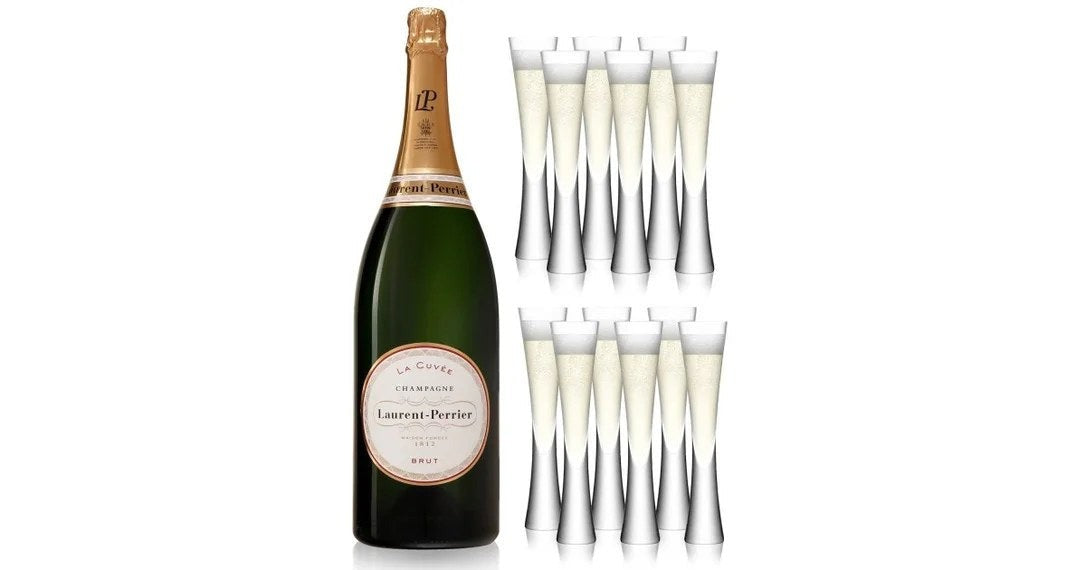 Laurent-PerrierLaCuvéeChampagneJeroboam300cl&12LSAMoyaFlutes