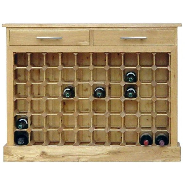 60BottleContemporaryWoodenOakWineCabinet/RackwithPlinth