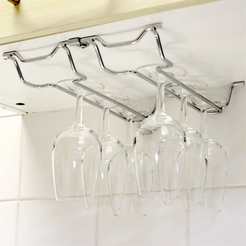 ChromePlatedSteelWineGlassHangingRack–2Columns