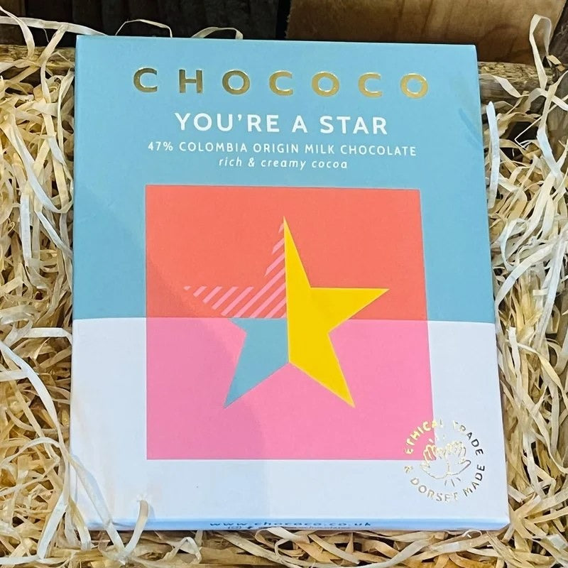 Chococo‘You’reAStar’47%ColombiaOriginMilkChocolateBar75g(GreatTasteWinner)