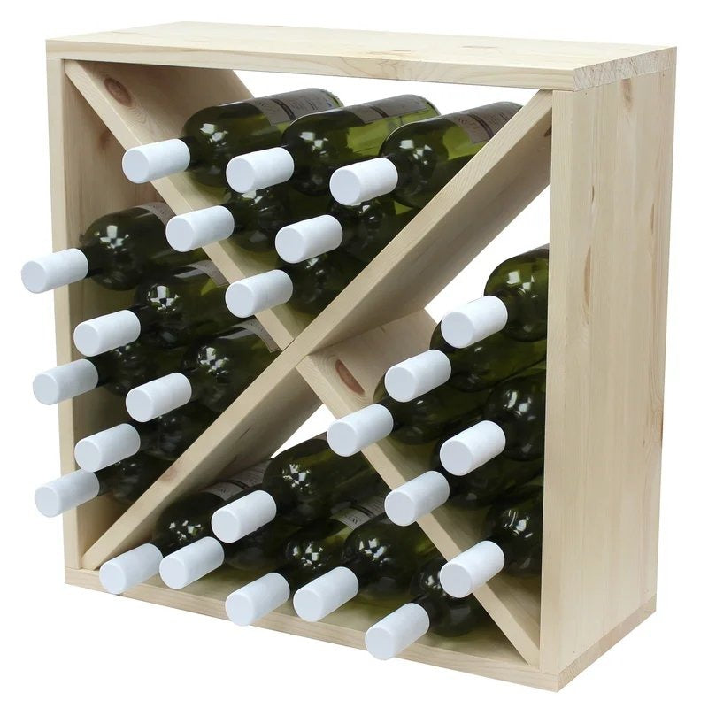 PineWoodenWineRack–CellarCube–24Bottles–223mmDeep