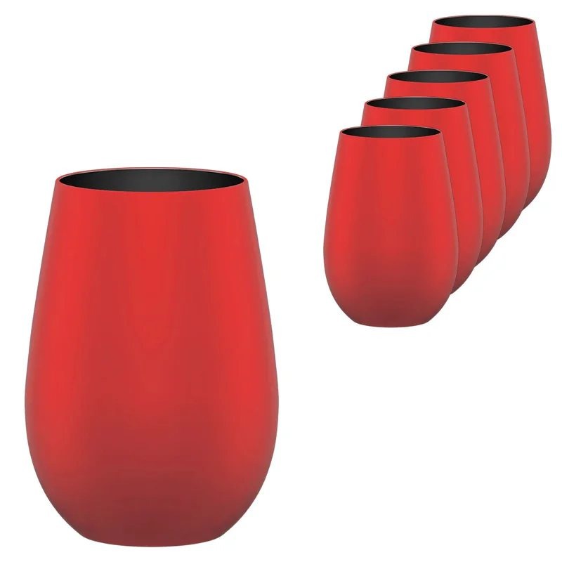 StolzleElementsRed&BlackWater/MixerTumblerGlass465ml–Setof6