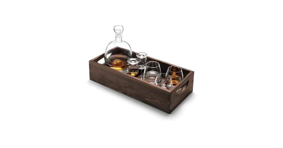 LSAWhiskyIslayConnoisseurSetClear&WalnutTray–Clear1L
