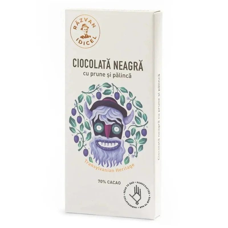 RazvanIdicelArtisanalDarkChocolatewithplumsandpalinca70%cocoa80g