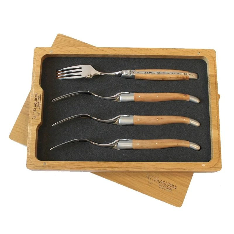 LaguioleenAubrac4PieceForkSet–JuniperWoodHandles