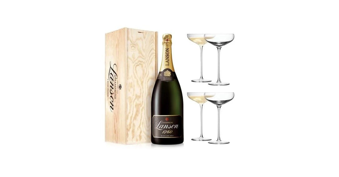LansonBlackLabelChampagneMagnum150cl&4LSAChampagneSaucers