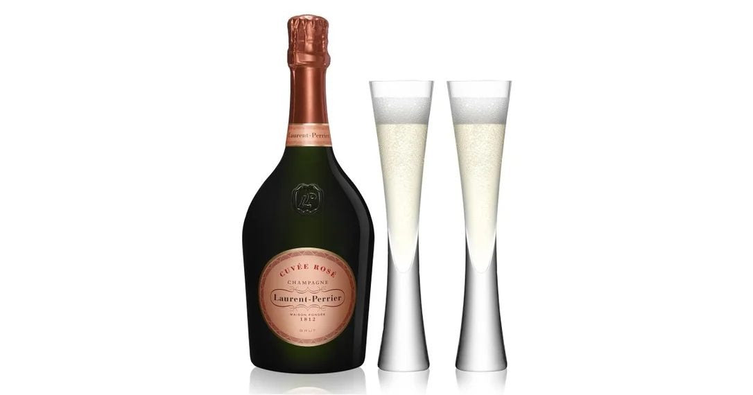 Laurent-PerrierCuvéeRoséChampagne75cl&2LSAMoyaFlutes