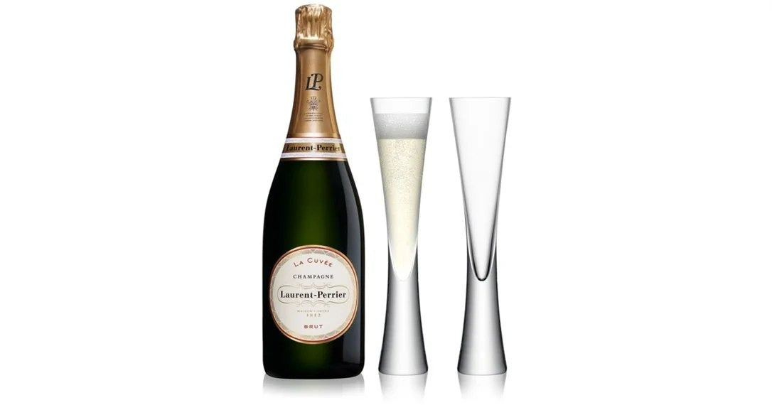 Laurent-PerrierLaCuvéeChampagne75cl&2LSAMoyaFlutes