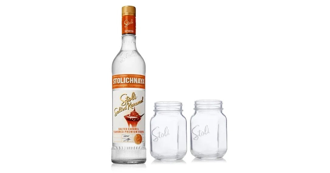 StolichnayaSaltedKaramelVodka70cl&JarGlasses