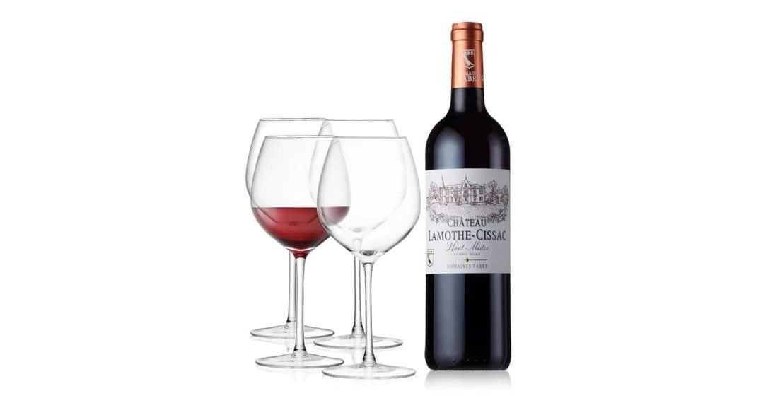 ChateauLamotheCissac75cl&LSAWineCollectionRedWineGlasses