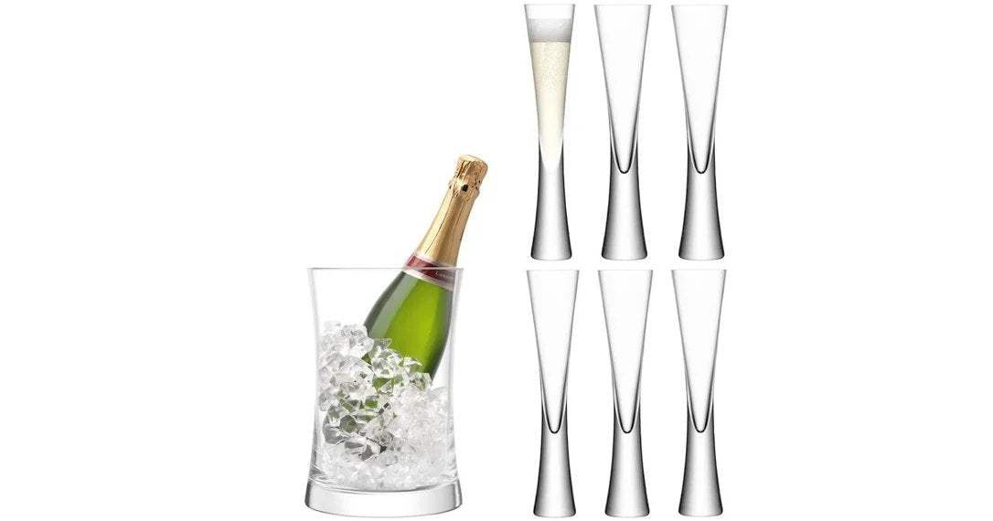 LSAMoyaChampagneServingSet–ClearIceBucket&Flutes(Setof6)