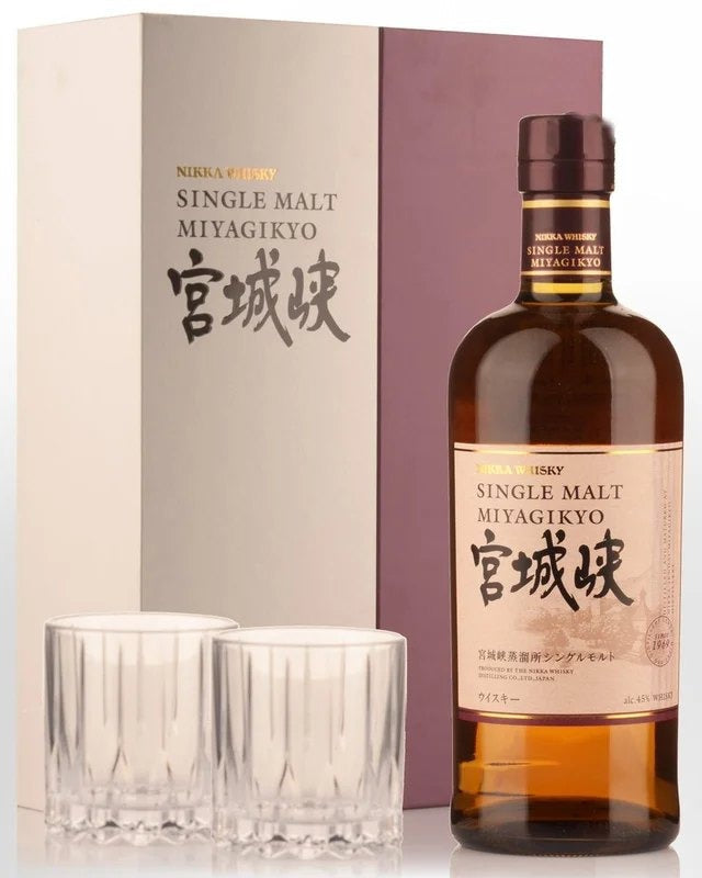 NikkaMiyagikyoSingleMaltJapaneseWhiskyGiftPack(700ml)–withtwowhiskytumblers