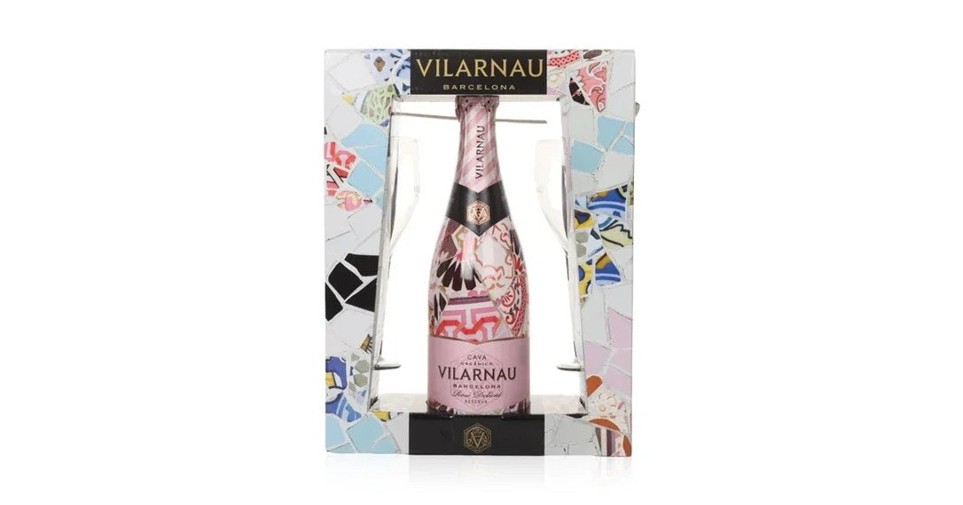 VilarnauRoséCavaGaudiSleeve&2FluteGiftSet75cl