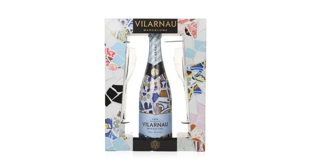 VilarnauBrutCavaGaudiSleeve&2FluteGiftSet75cl