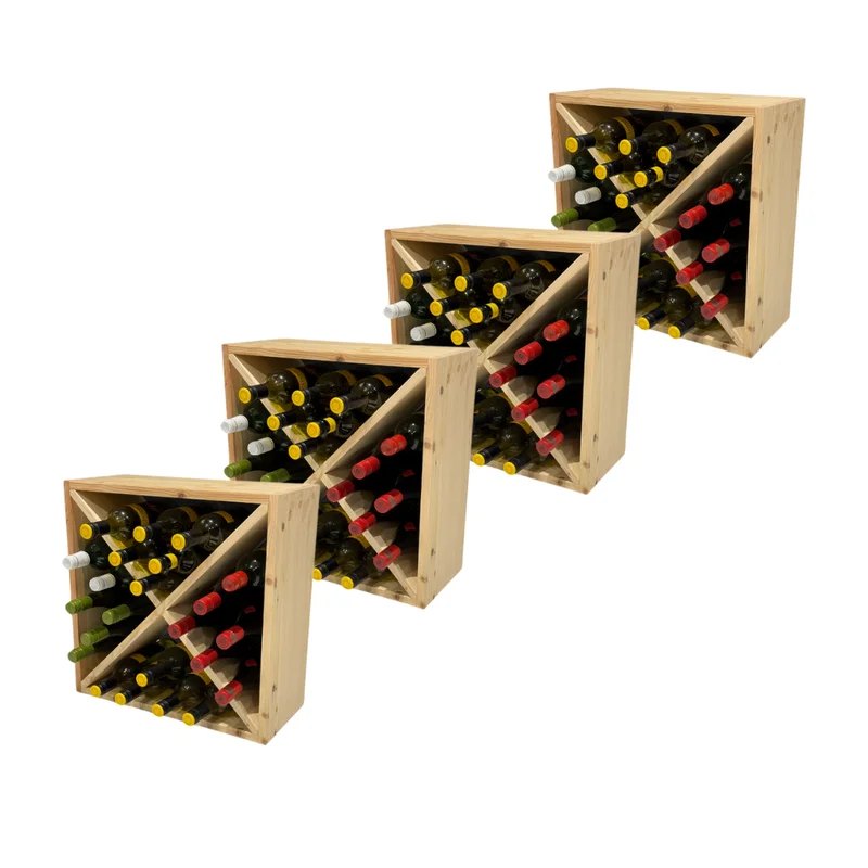WineRacks–Setof4–PineWoodCellarCube–298mmdeep–Assembled