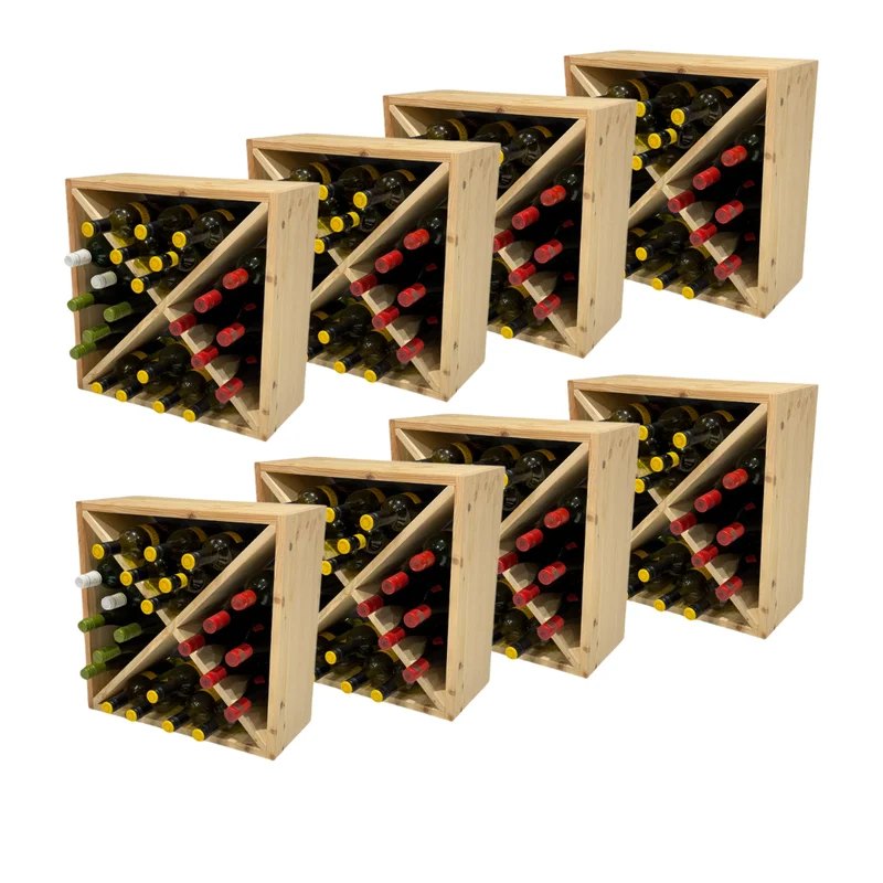 WineRacks–Setof8–PineWoodCellarCube–298mmdeep–Assembled