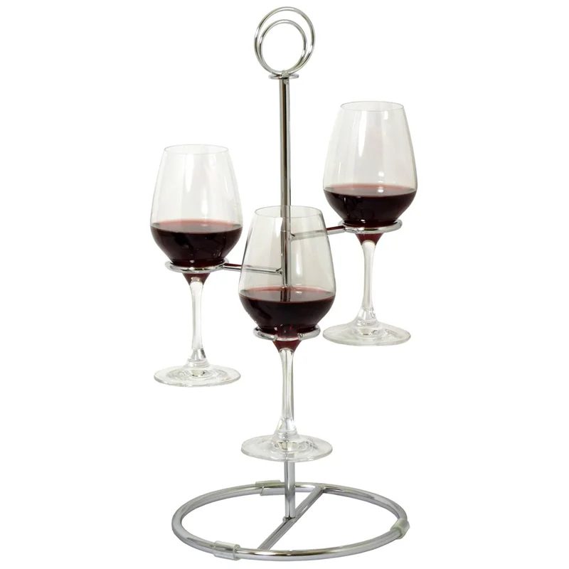 WineFlightTree–3GlassWineTastingHolder–Chrome