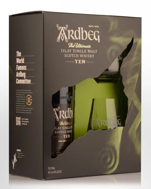 Ardbeg10YearOldSingleMaltScotchWhisky(700ml)–GiftPackwith2Glasses
