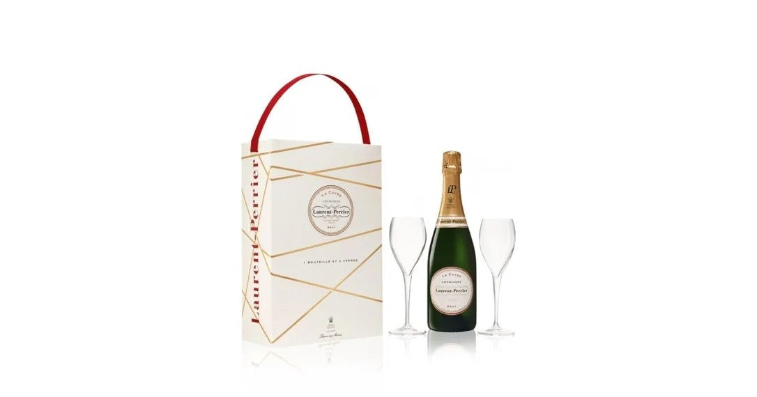 Laurent-PerrierLaCuvéeChampagneNV75cl&2BrandedFlutesGiftBox