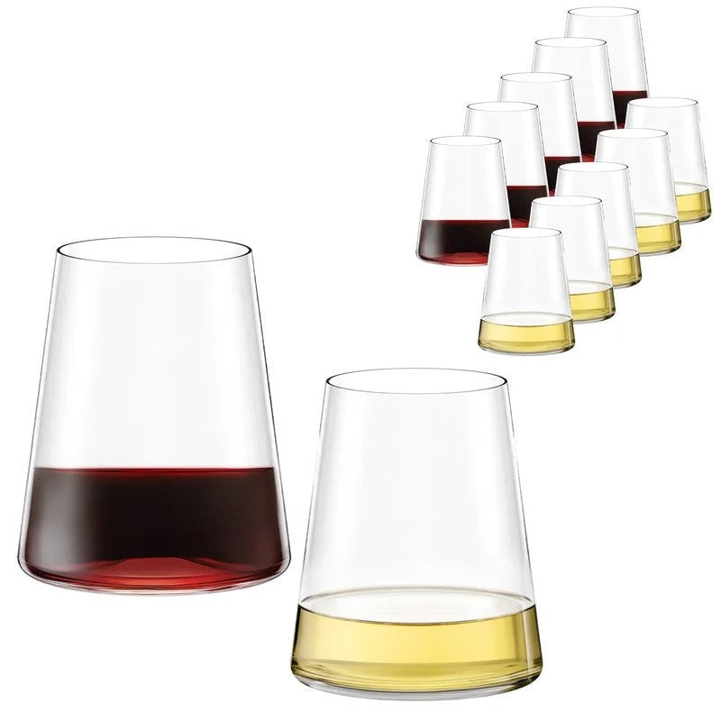 StolzlePowerStemlessRedWineGlass&WhiteWineGlass–Setof12