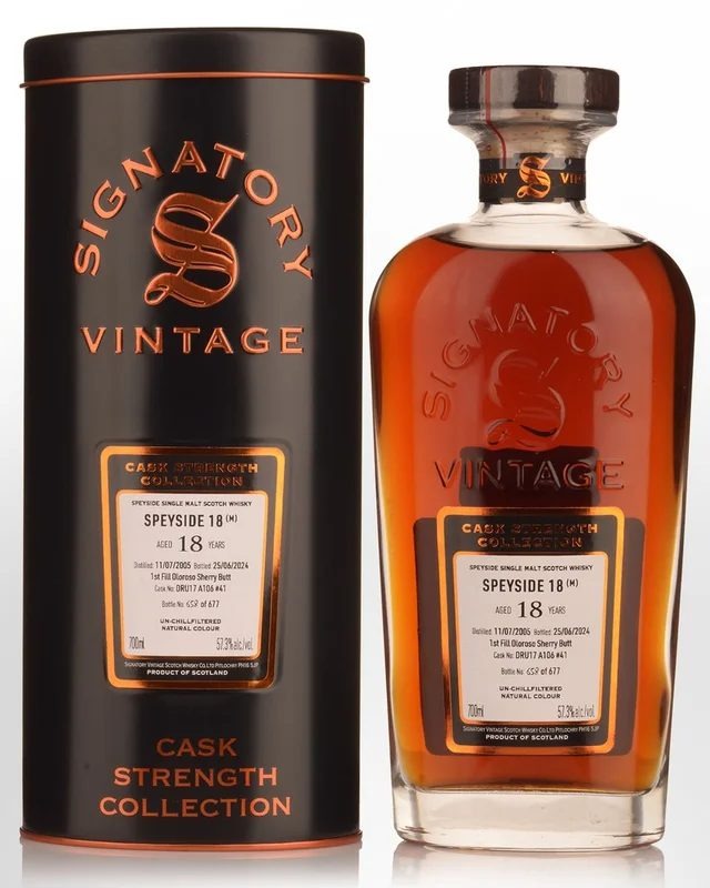 2005SignatoryVintageSpeyside18(M)CaskNo:DRU17/A106#4118YearOldCaskStrengthSingleMaltScotchWhisky(700ml)