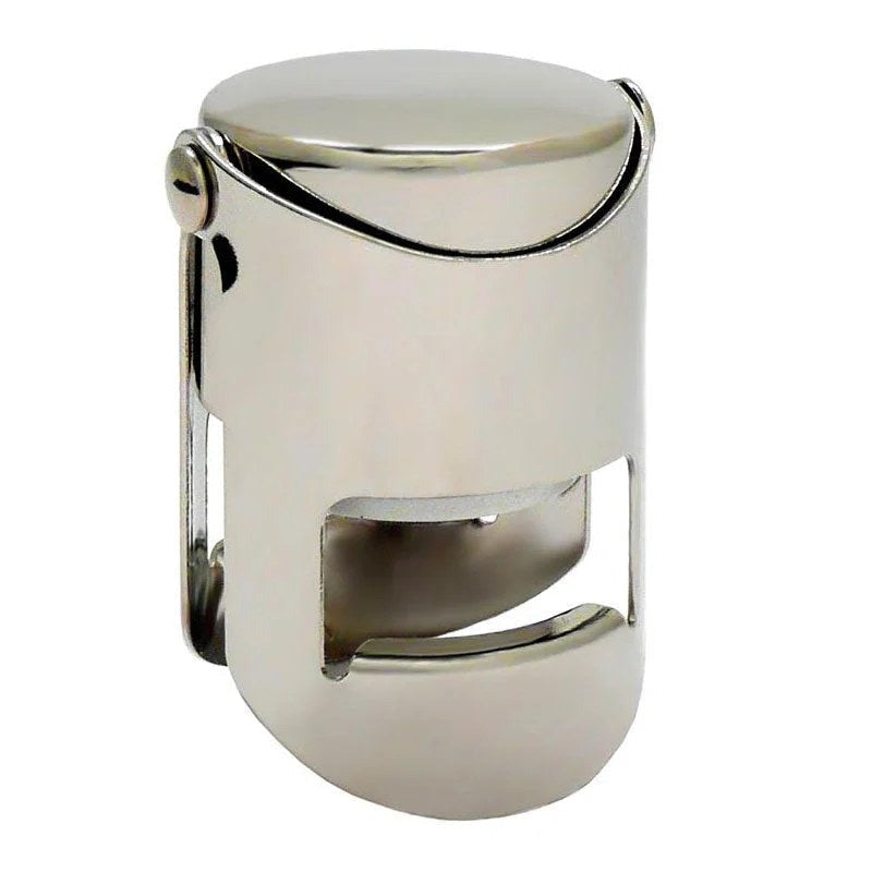 NickelPlatedChampagneBottleStopper/Sealerwith2FasteningClips