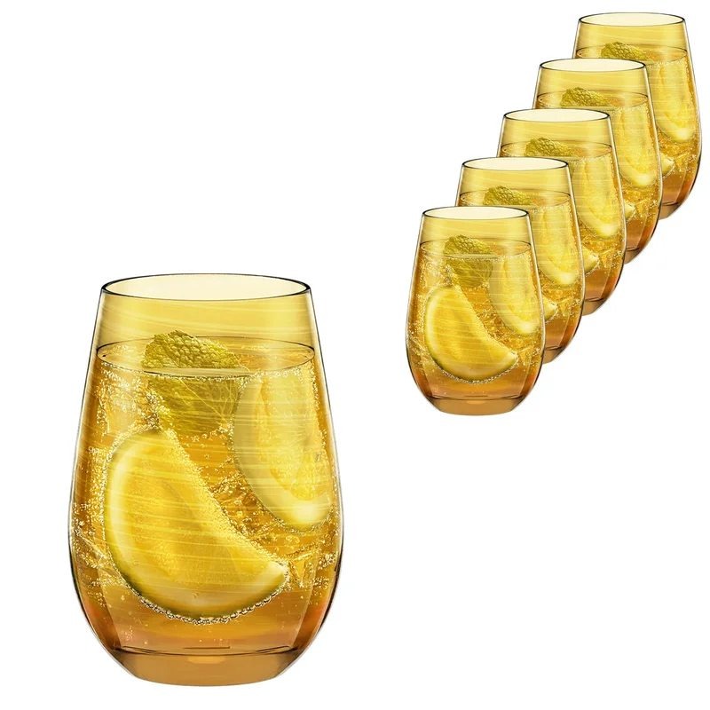 StolzleTwisterAmberWater/MixerTumblerGlass465ml–Setof6