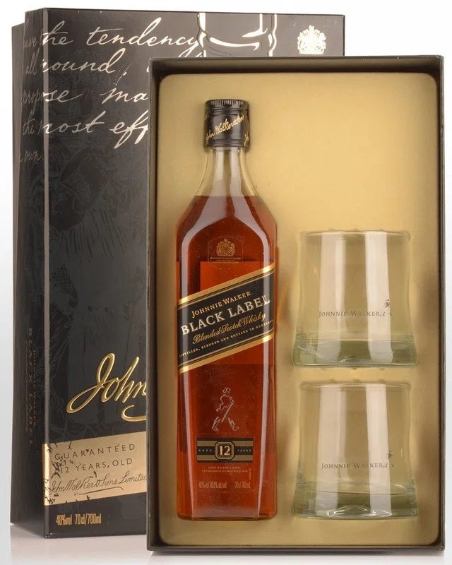 JohnnieWalkerBlackLabel12YearOldBlendedScotchWhisky(700ml)â€?GlassesGiftPack